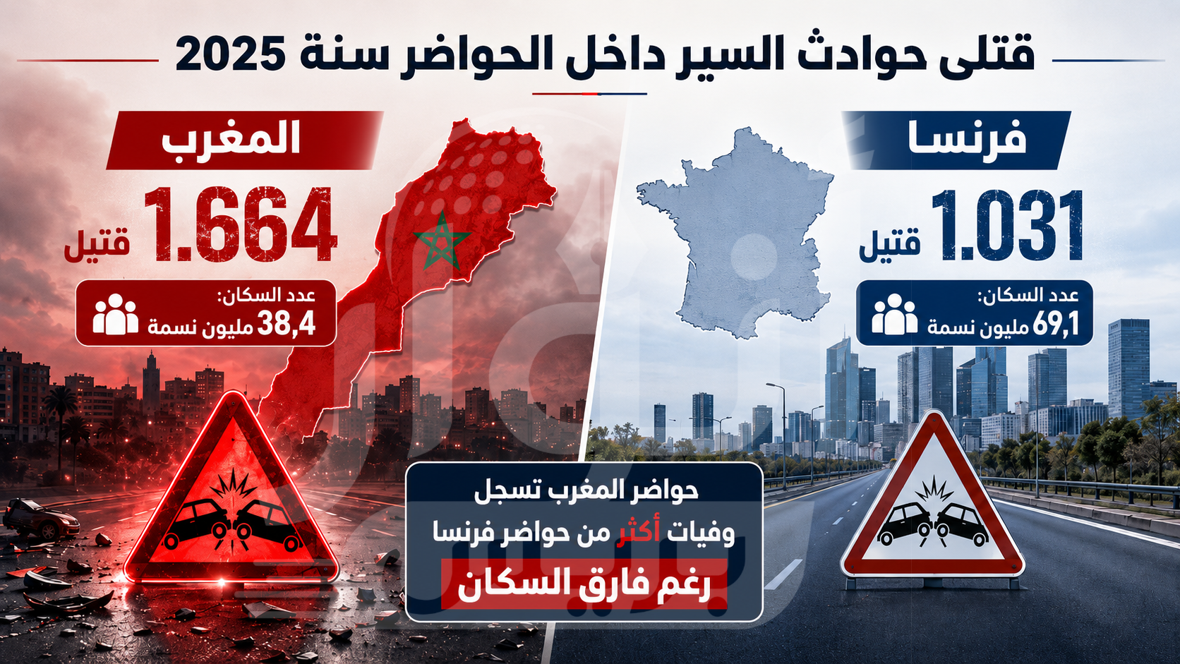 معطيات صادمة.. حواضر المغرب تقتل أكثر من حواضر فرنسا وتكشف عطب السلامة الطرقية ببلادنا