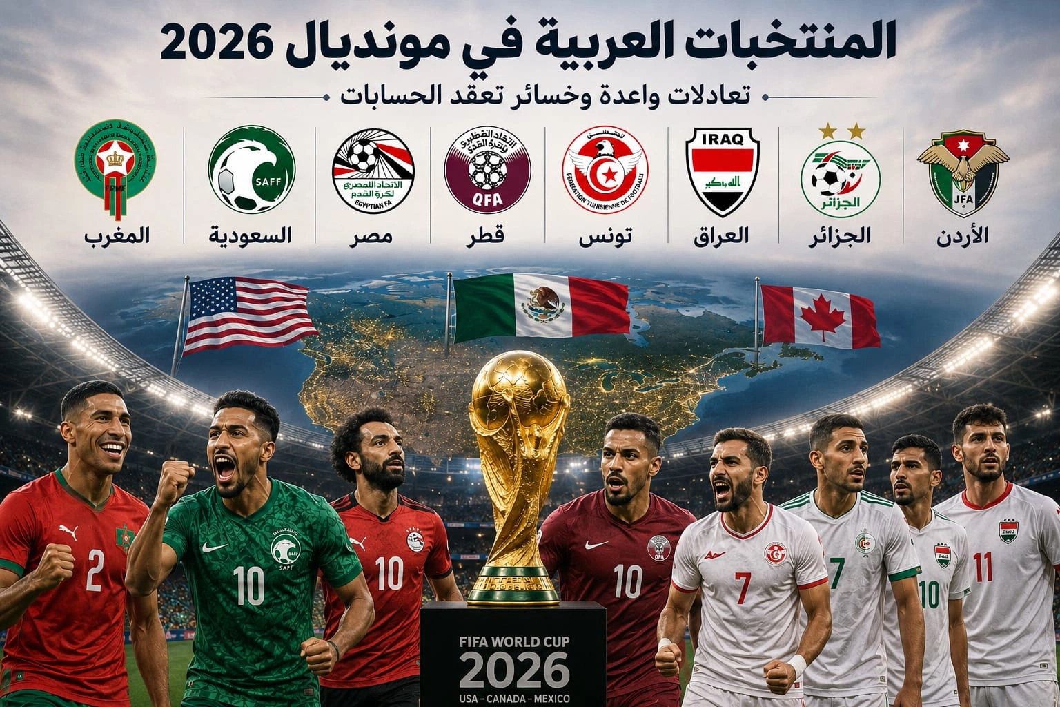 المنتخبات العربية في مونديال 2026.. تعادلات واعدة وخسائر تُعقّد الحسابات